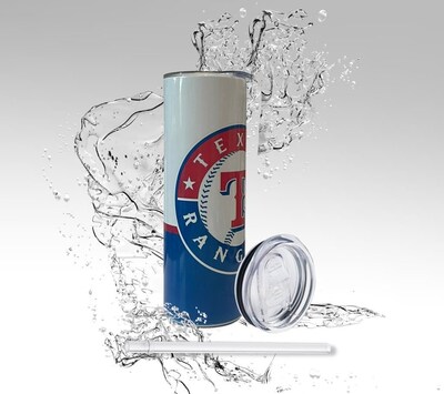 Tumbler: Rangers Design Baseball Tumbler,  Texas Sports Sublimation Drinking Cup - image4